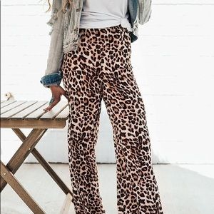cheetah print flowy dress pants